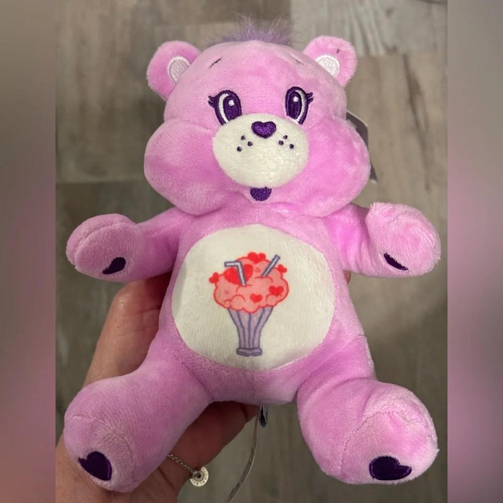 MINISO Care Bears Pink Purple Plush Dog Toy with Squeaker Inside. New with tags.